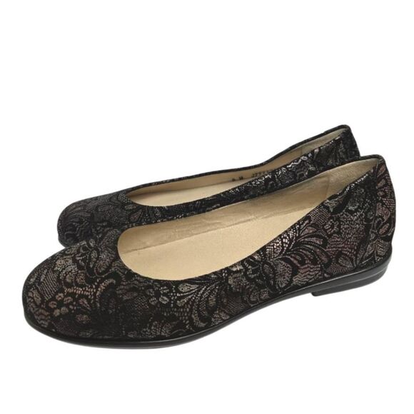 SAS Black Metallic Lace Ballet Flats - removable Ortholite insoles - Picture 3 of 7